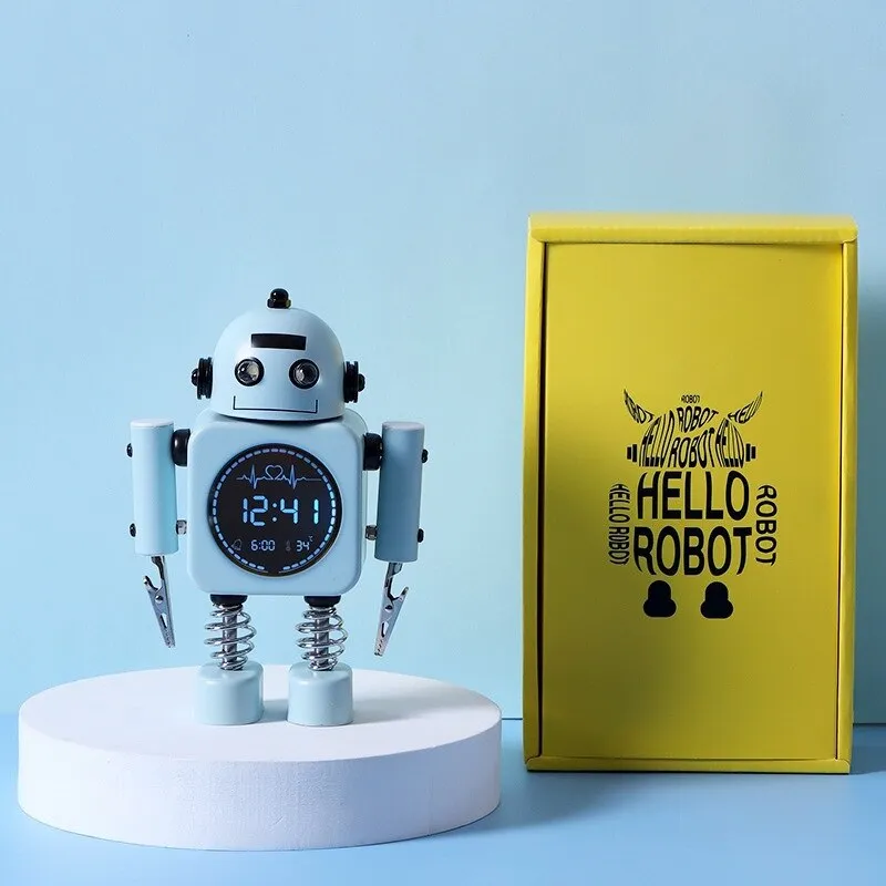 Creative Children Cartoon Robot Alarm Clocks Student Personal Mute Metal Making Table Alarm Clocks Children Christmas Gift