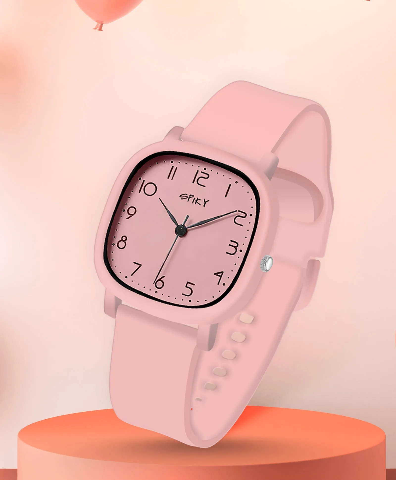 Spiky Eva19 Square Analog Watch for Kids - Pink